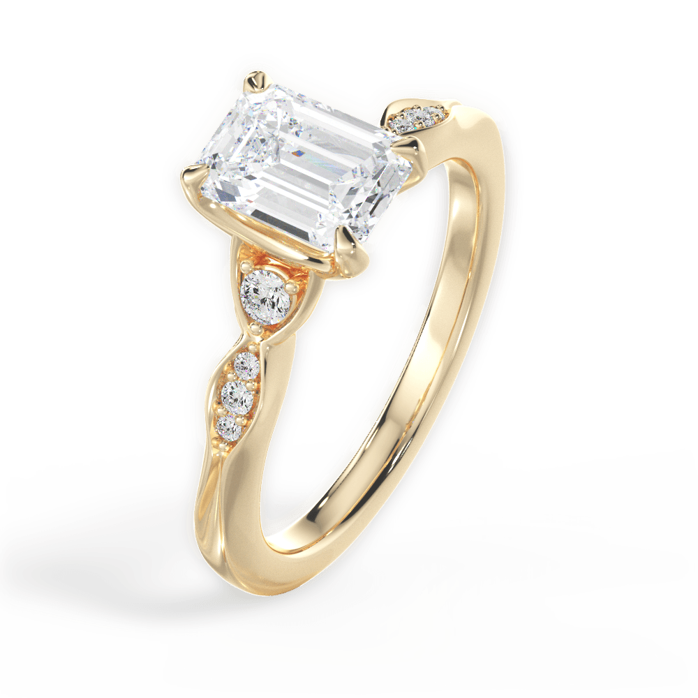 Cassie Emerald Cut Lab Grown Diamond 18Kt Yellow Gold Engagement Ring - View 2