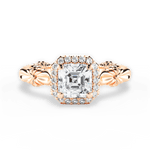 Erica Asscher Cut Lab Grown Diamond 18Kt Rose Gold Engagement Ring