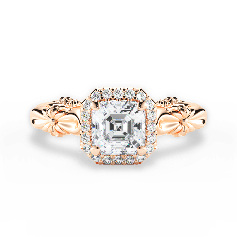 Erica Asscher Cut Lab Grown Diamond 18Kt Rose Gold Engagement Ring