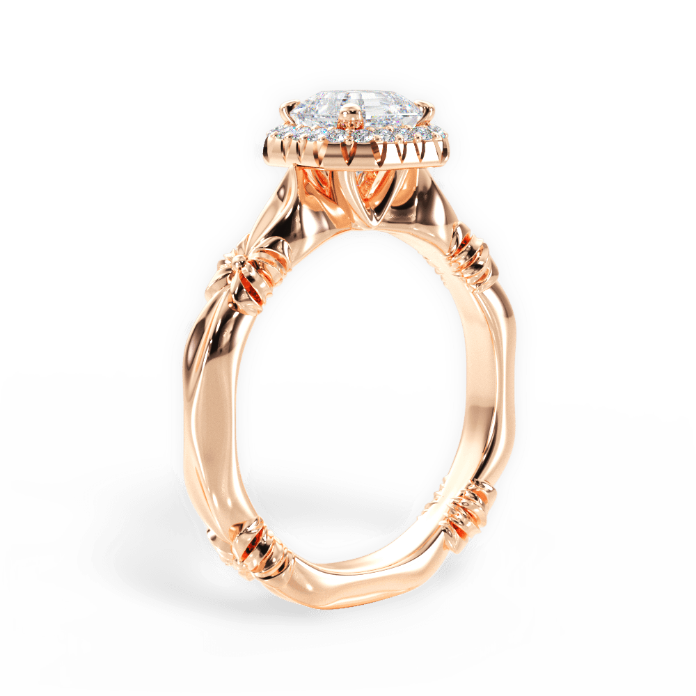 Erica Asscher Cut Lab Grown Diamond 18Kt Rose Gold Engagement Ring - View 2