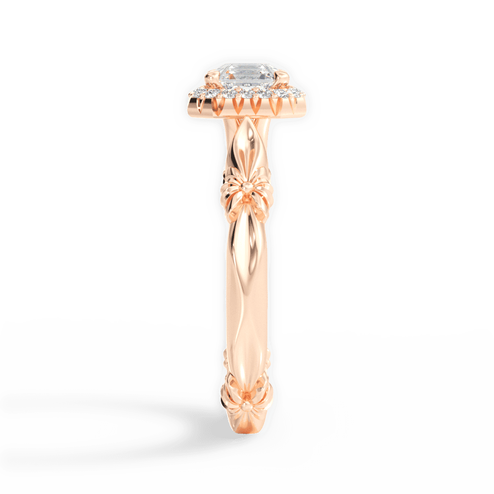 Erica Asscher Cut Lab Grown Diamond 18Kt Rose Gold Engagement Ring - View 3