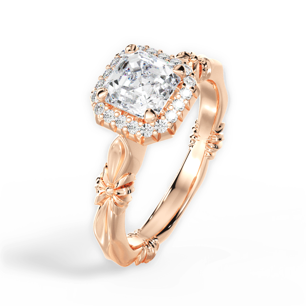 Erica Asscher Cut Lab Grown Diamond 18Kt Rose Gold Engagement Ring - View 4