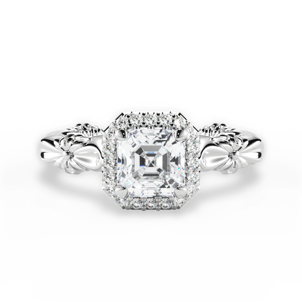 Erica Asscher Cut Lab Grown Diamond Platinum Engagement Ring