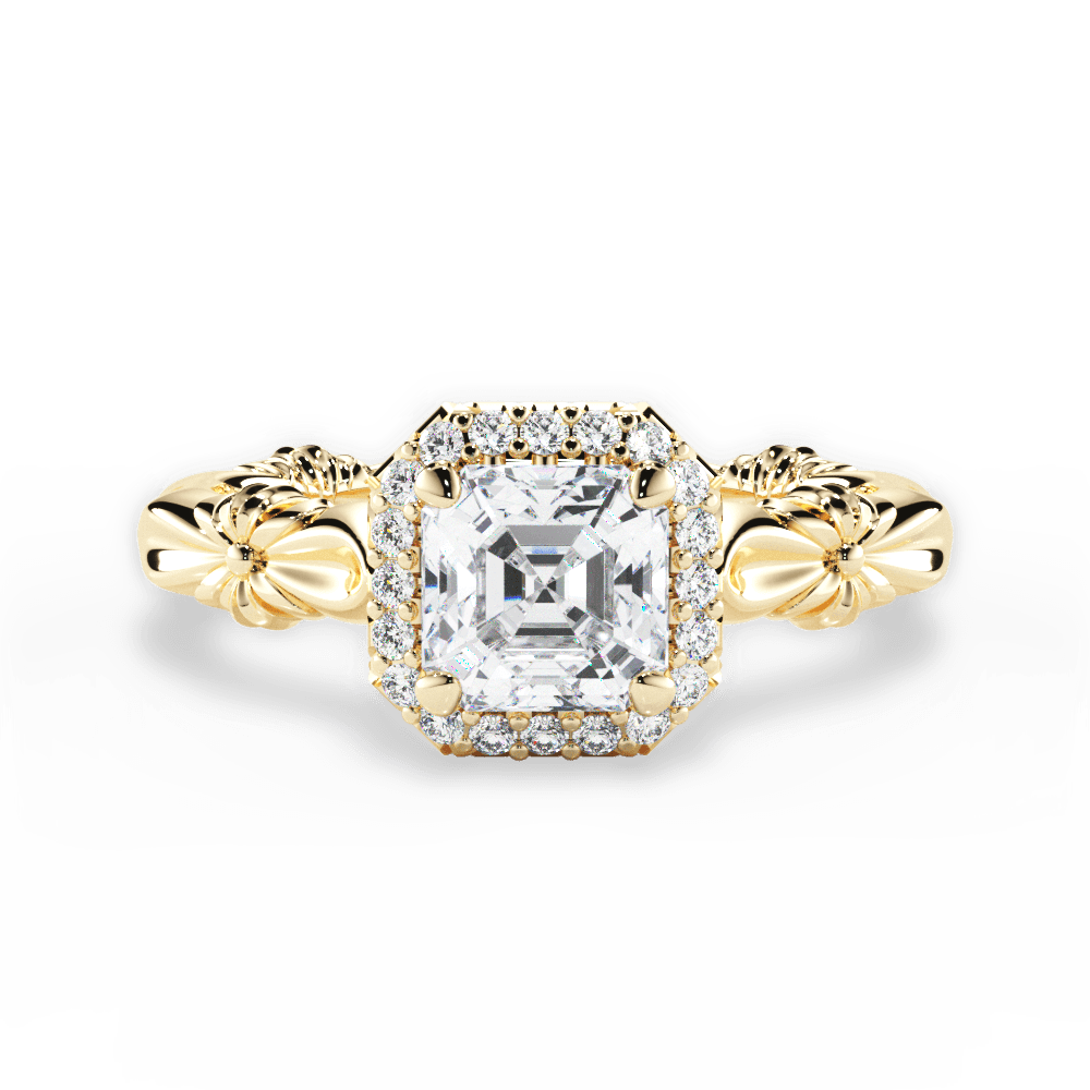 Erica Asscher Cut Lab Grown Diamond 18Kt Yellow Gold Engagement Ring