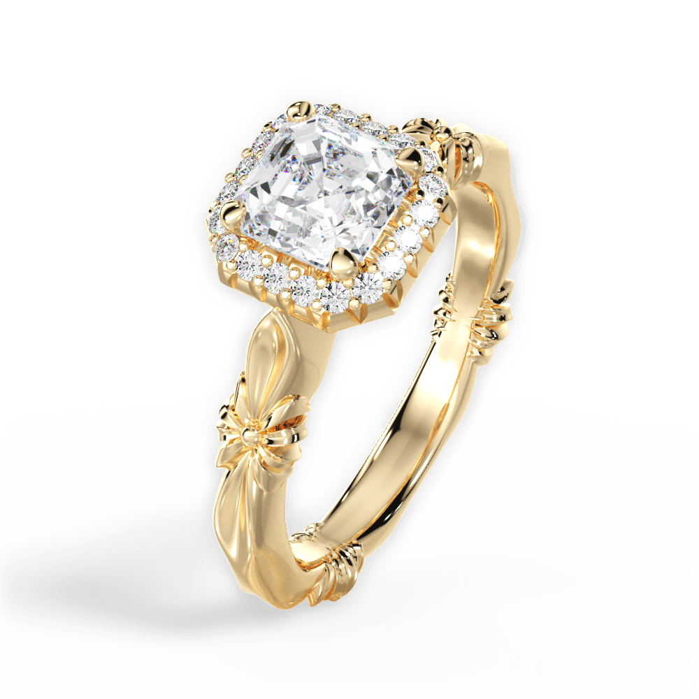 Erica Asscher Cut Lab Grown Diamond 18Kt Yellow Gold Engagement Ring - View 2