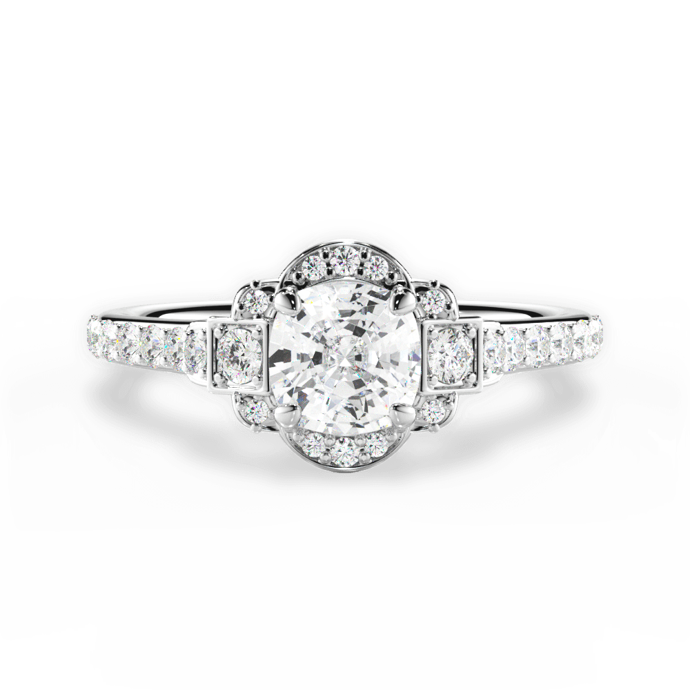 Joyce Cushion Cut Lab Grown Diamond 14Kt White Gold Engagement Ring