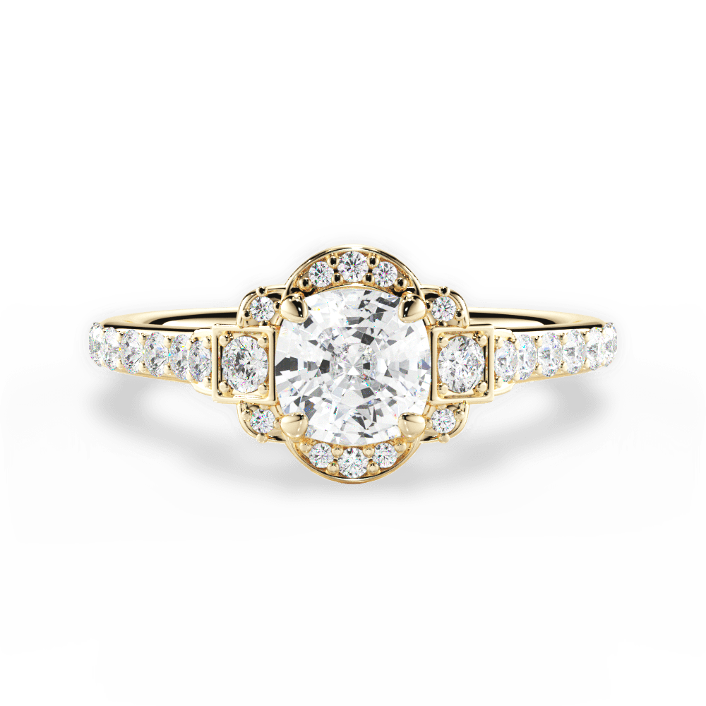 Joyce Cushion Cut Lab Grown Diamond 18Kt Yellow Gold Engagement Ring