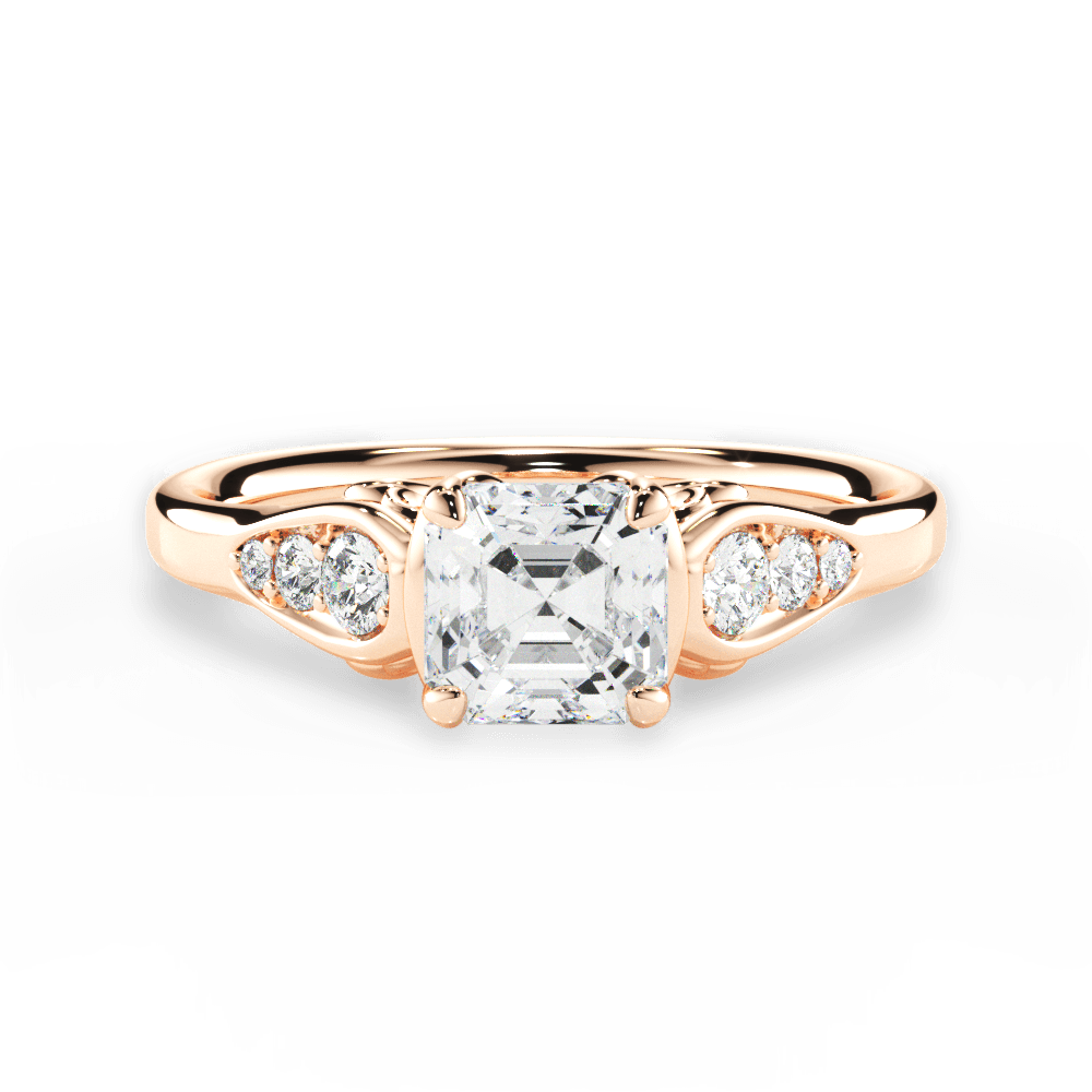 Cecilia Asscher Cut Lab Grown Diamond 18Kt Rose Gold Engagement Ring