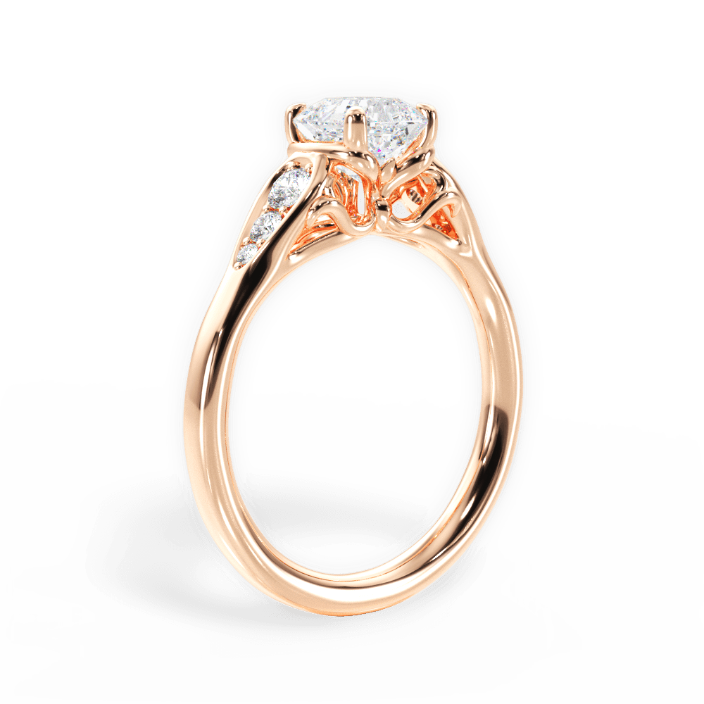 Cecilia Asscher Cut Lab Grown Diamond 18Kt Rose Gold Engagement Ring - View 3