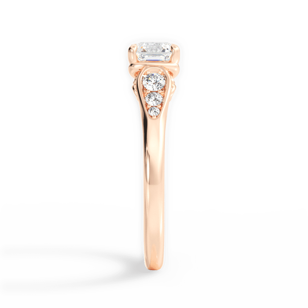 Cecilia Asscher Cut Lab Grown Diamond 18Kt Rose Gold Engagement Ring - View 2