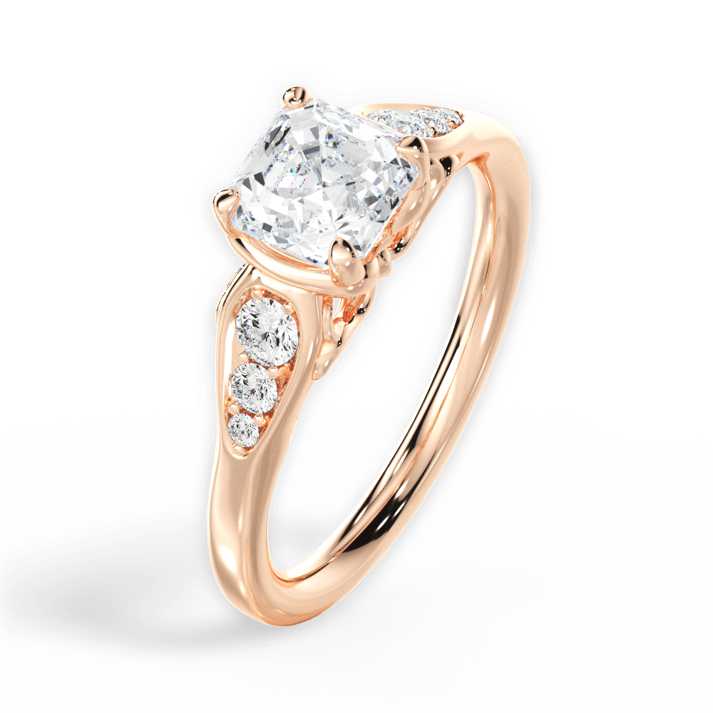 Cecilia Asscher Cut Lab Grown Diamond 18Kt Rose Gold Engagement Ring - View 4