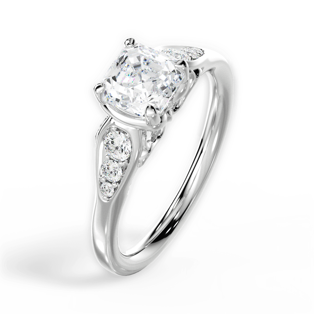 Cecilia Asscher Cut Lab Grown Diamond Platinum Engagement Ring - View 2