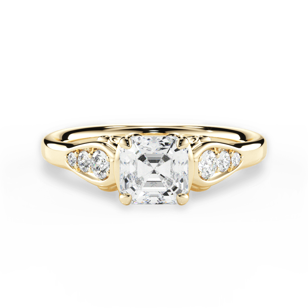 Cecilia Asscher Cut Lab Grown Diamond 18Kt Yellow Gold Engagement Ring