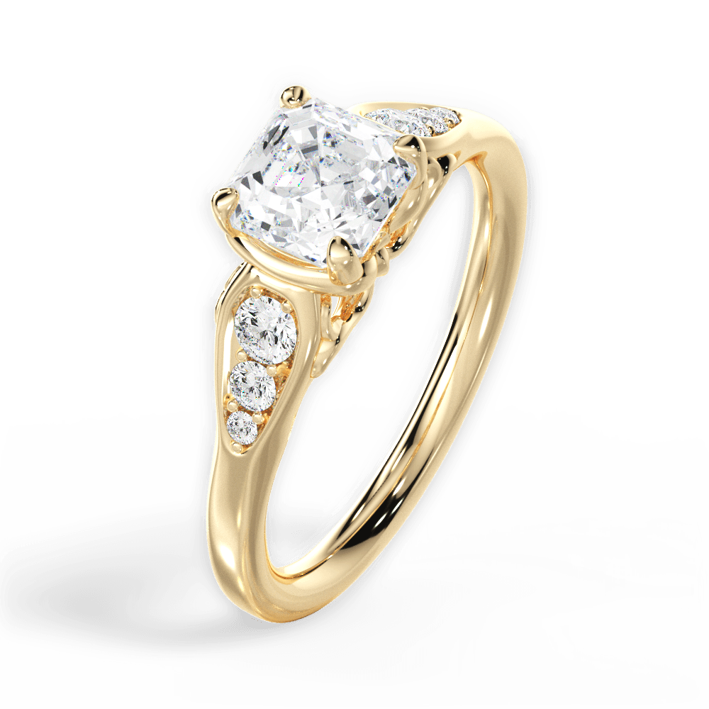 Cecilia Asscher Cut Lab Grown Diamond 18Kt Yellow Gold Engagement Ring - View 4