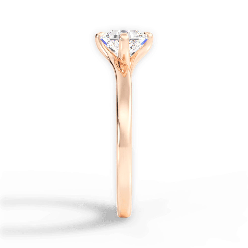 Ashley Asscher Cut Lab Grown Diamond 18Kt Rose Gold Engagement Ring - View 2
