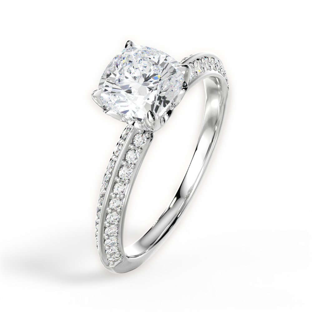 Gail Cushion Cut Lab Grown Diamond Platinum Engagement Ring - View 4