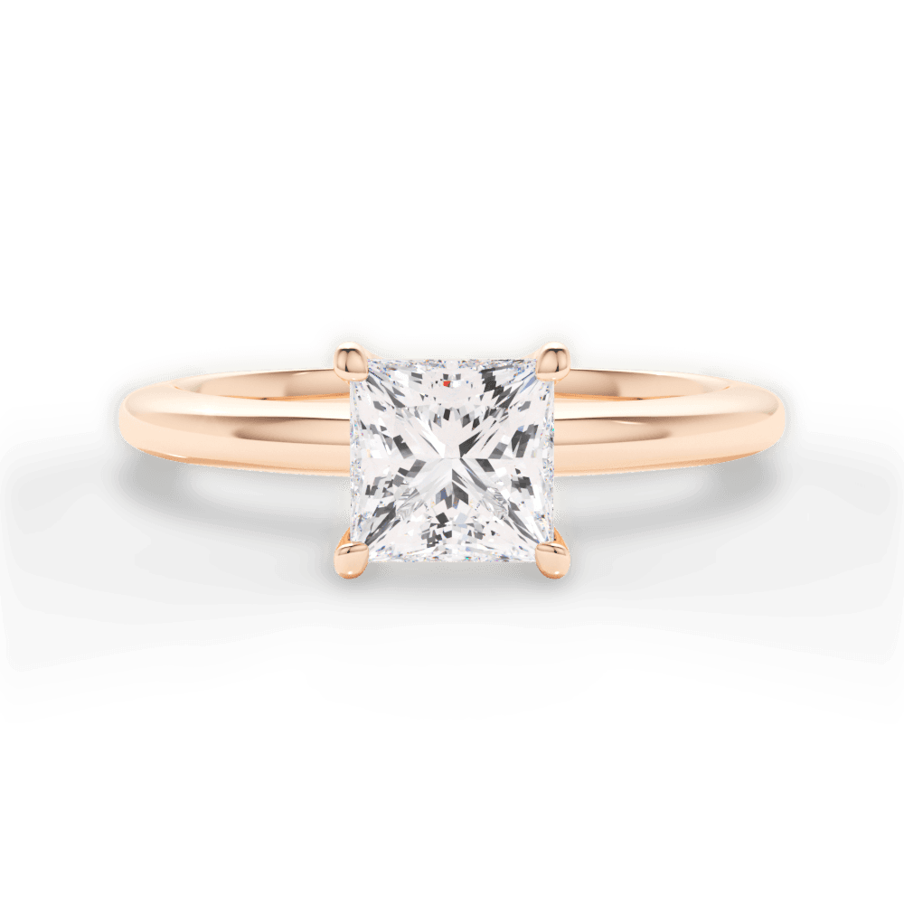 Cara Princess Cut Lab Grown Diamond 18Kt Rose Gold Engagement Ring