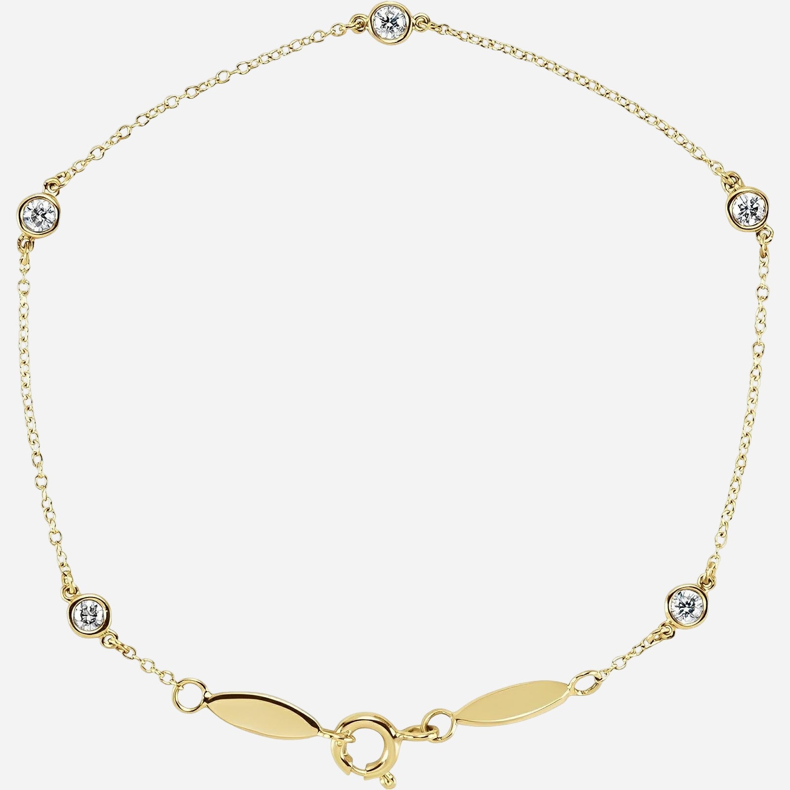 14K Yellow 1/3 CTW Lab-Grown Diamond Bezel-Set Station 7" Bracelet