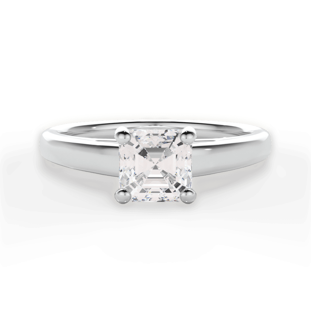 Adriana Asscher Cut Lab Grown Diamond Platinum Engagement Ring