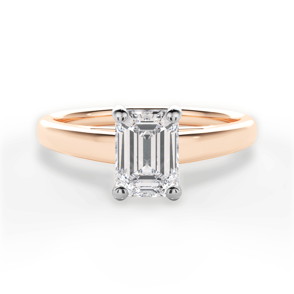 Adriana Emerald Cut Lab Grown Diamond 18Kt Rose Gold Engagement Ring