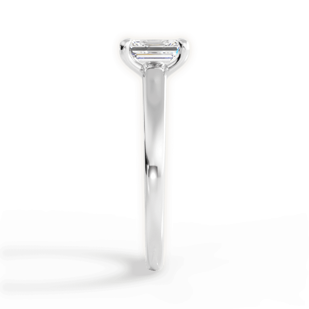 Adriana Emerald Cut Lab Grown Diamond 18Kt White Gold Engagement Ring - View 2