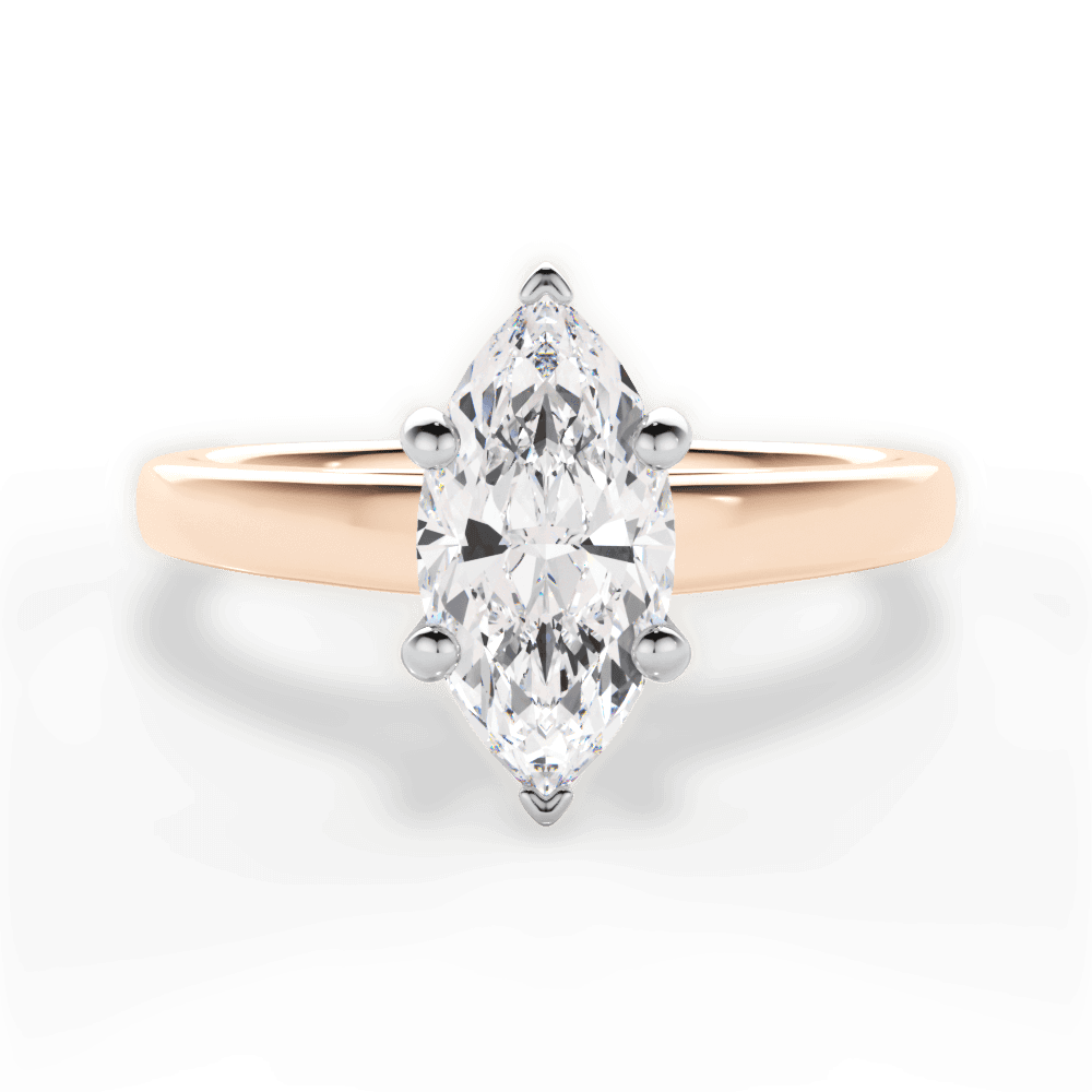 Adriana Marquise Cut Lab Grown Diamond 18Kt Rose Gold Engagement Ring