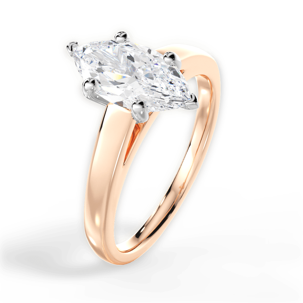 Adriana Marquise Cut Lab Grown Diamond 18Kt Rose Gold Engagement Ring - View 4