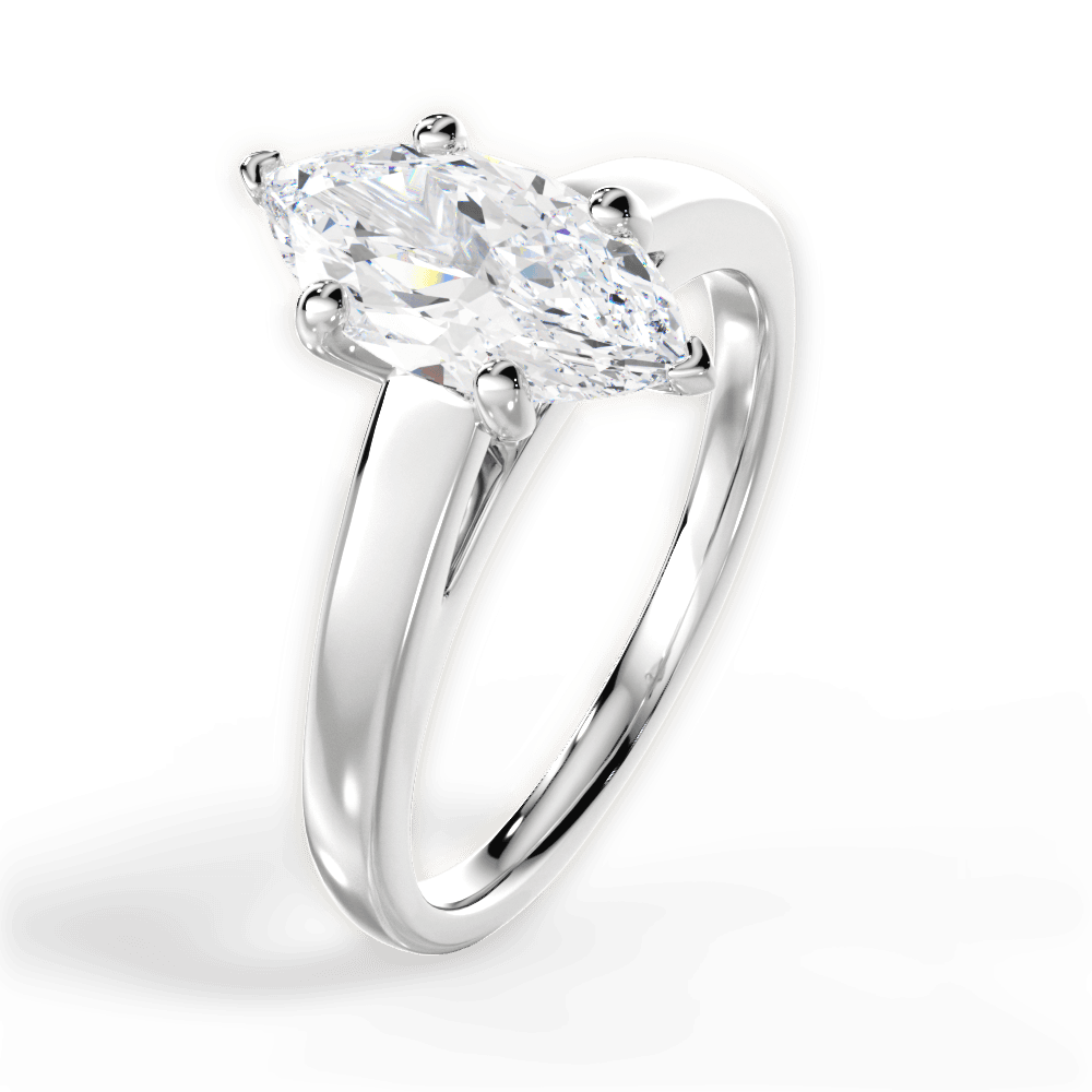 Adriana Marquise Cut Lab Grown Diamond 14Kt White Gold Engagement Ring - View 4