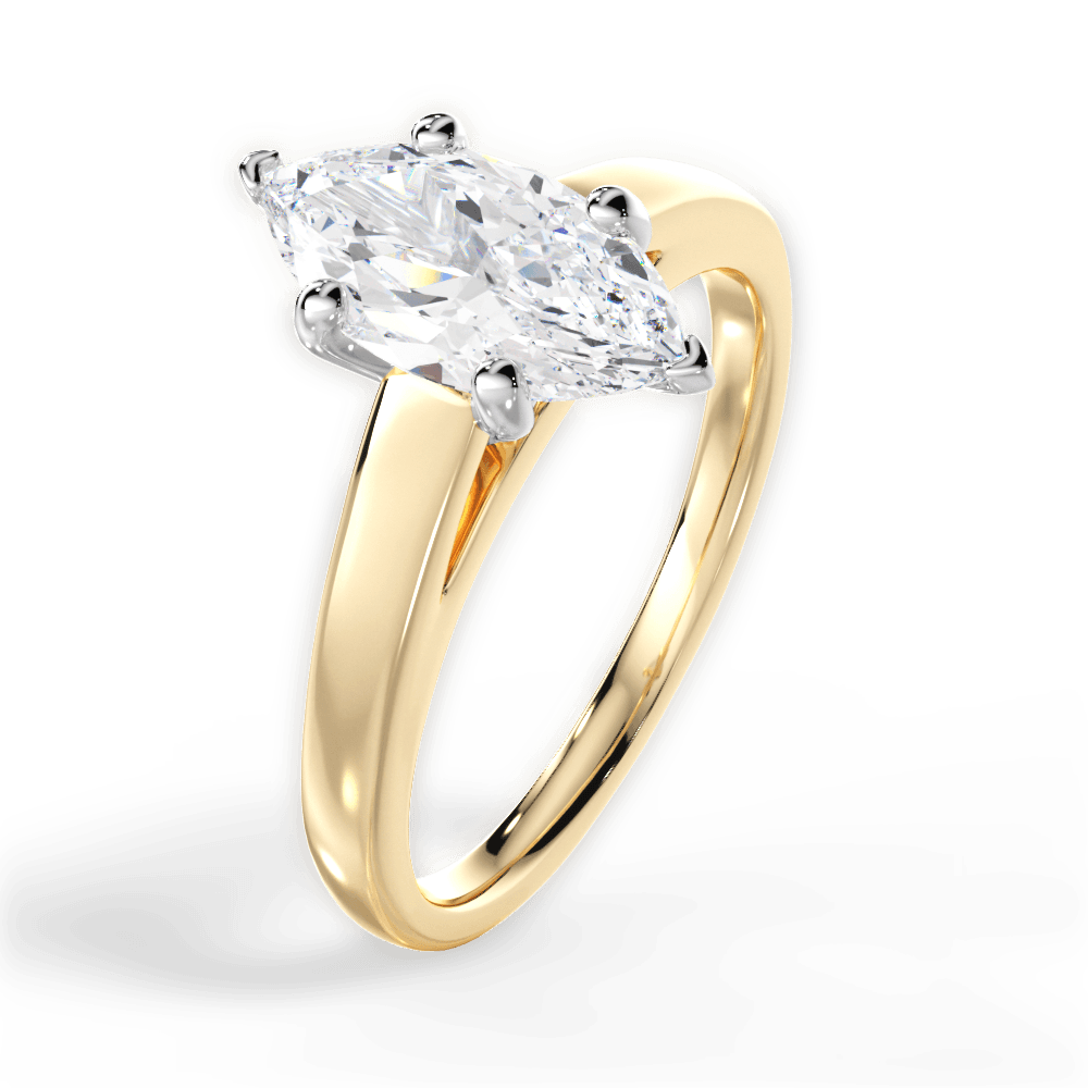 Adriana Marquise Cut Lab Grown Diamond 18Kt Yellow Gold Engagement Ring - View 2
