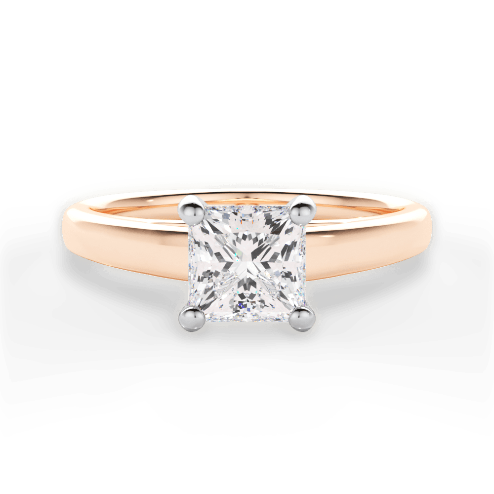 Adriana Princess Cut Lab Grown Diamond 18Kt Rose Gold Engagement Ring