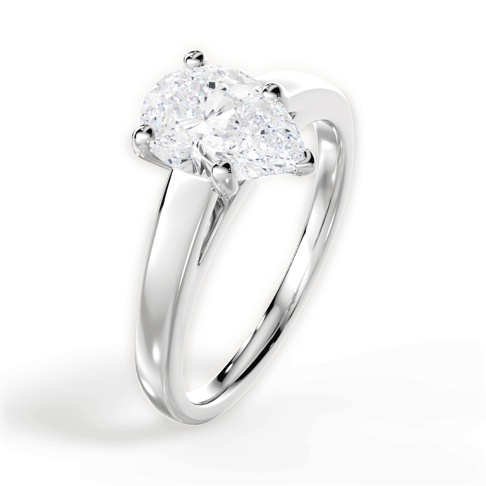 Adriana Pear Cut Lab Grown Diamond Platinum Engagement Ring - View 4