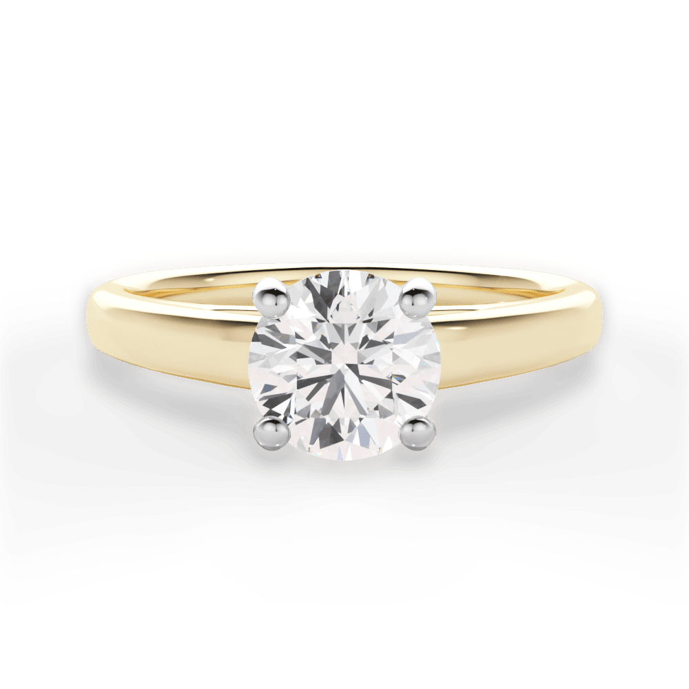 Adriana Round Cut Lab Grown Diamond 18Kt Yellow Gold Engagement Ring