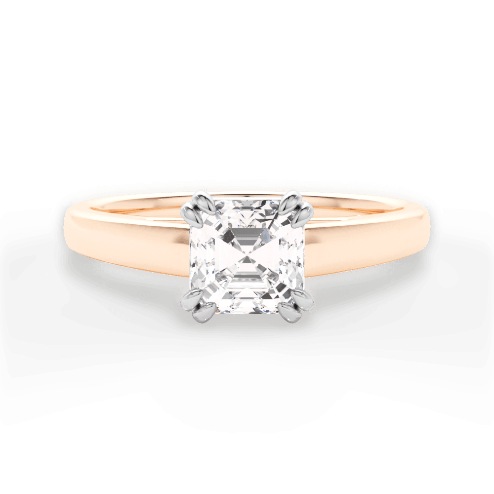 Anna Asscher Cut Lab Grown Diamond 18Kt Rose Gold Engagement Ring