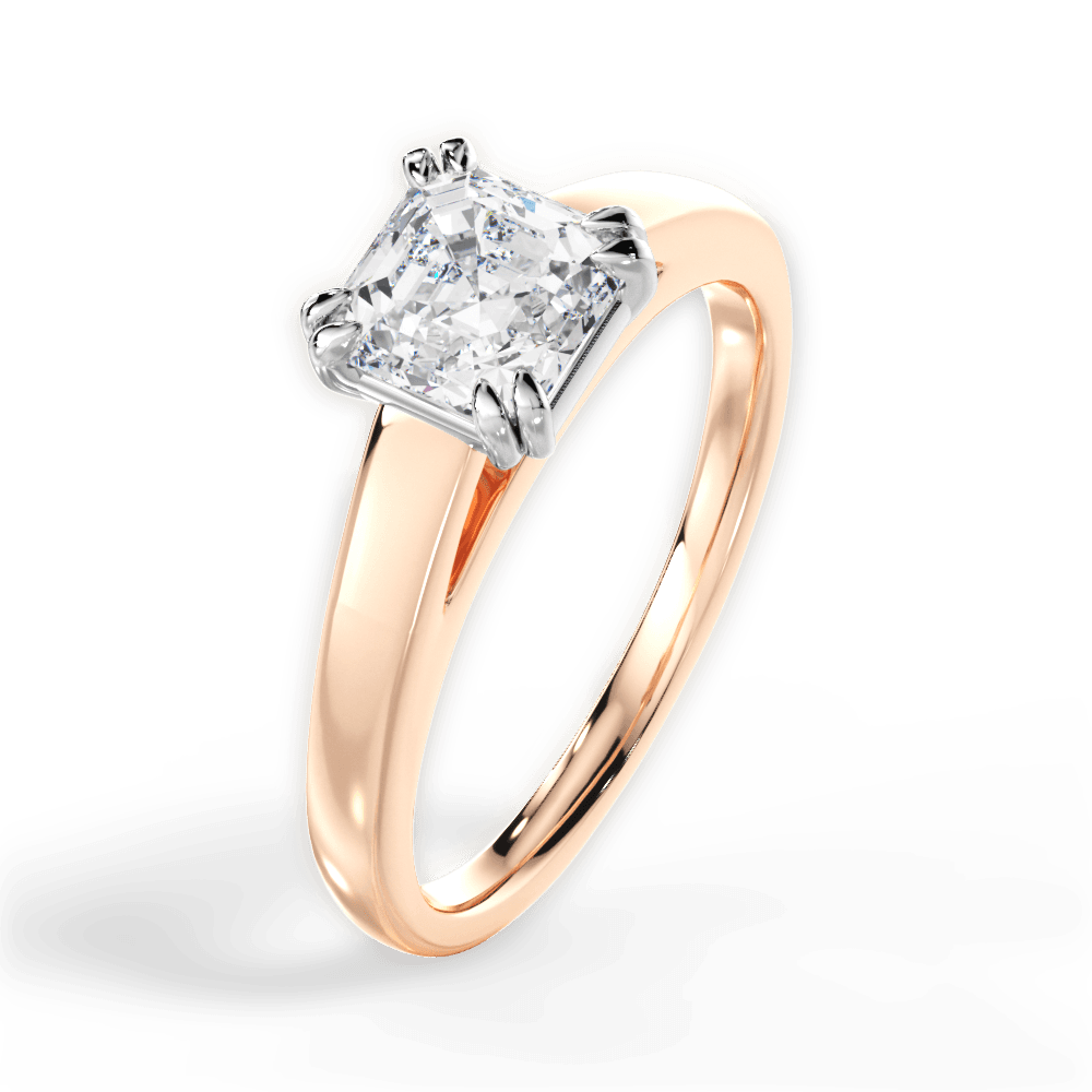 Anna Asscher Cut Lab Grown Diamond 18Kt Rose Gold Engagement Ring - View 4