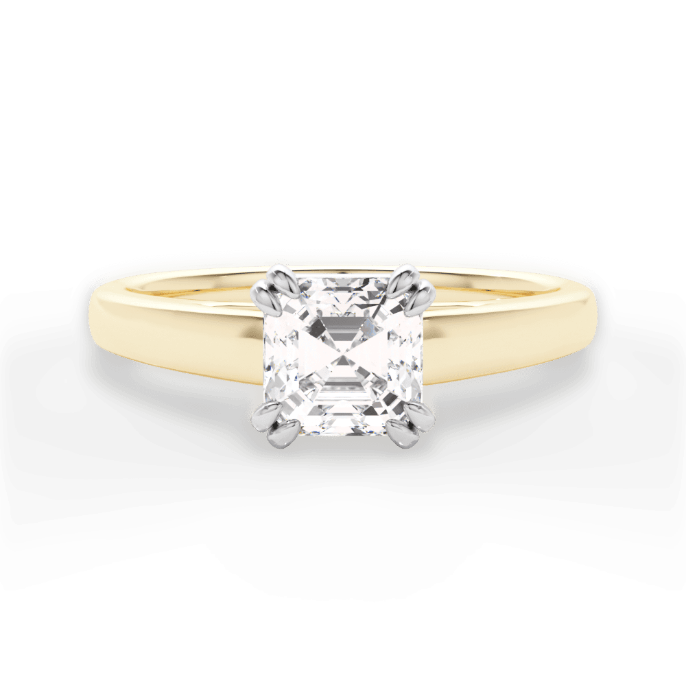 Anna Asscher Cut Lab Grown Diamond 18Kt Yellow Gold Engagement Ring