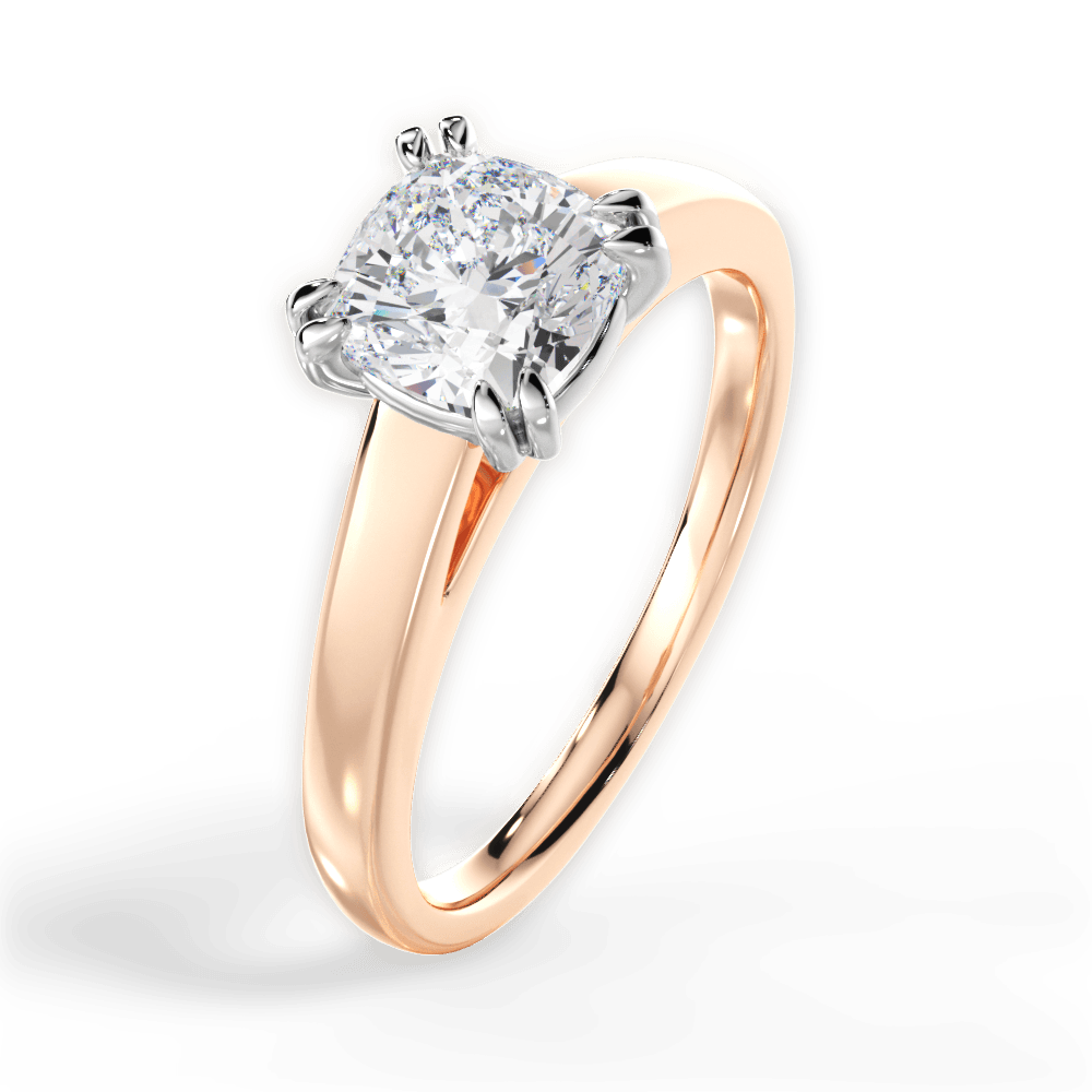 Anna Cushion Cut Lab Grown Diamond 18Kt Rose Gold Engagement Ring - View 3