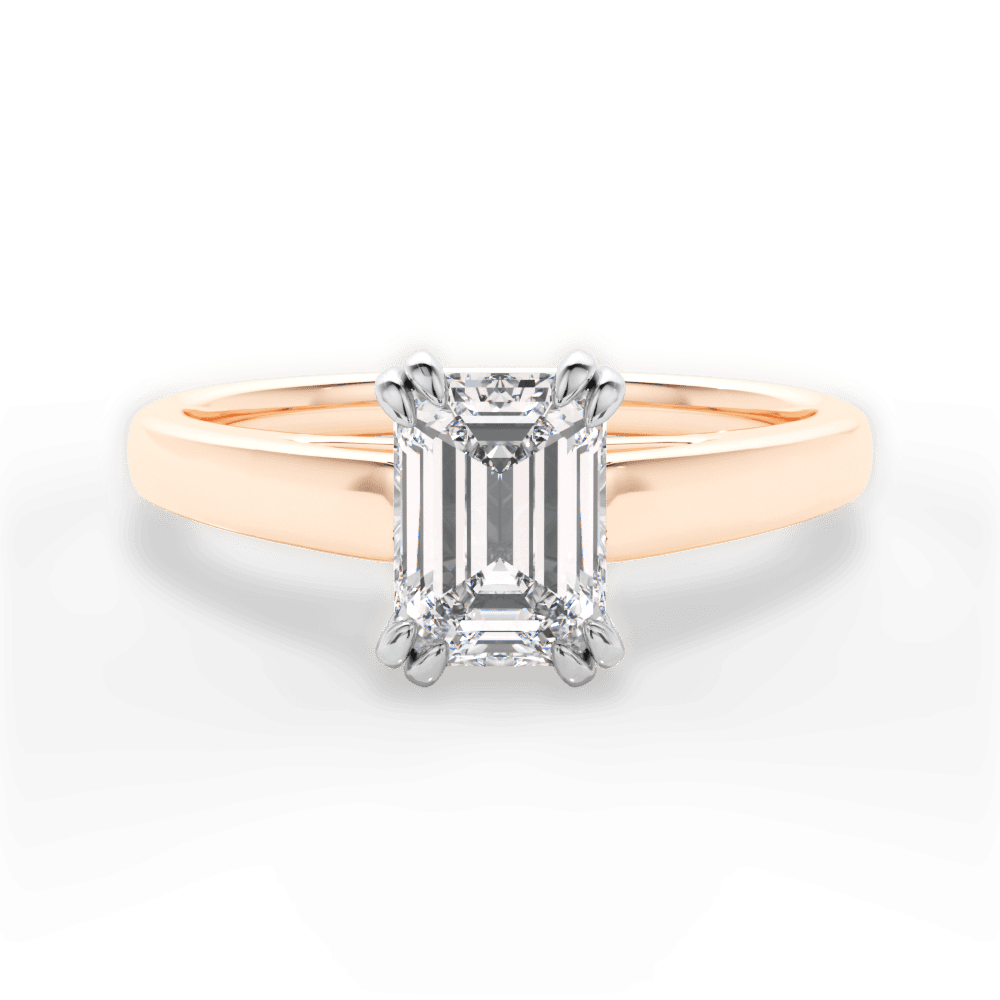 Anna Emerald Cut Lab Grown Diamond 18Kt Rose Gold Engagement Ring