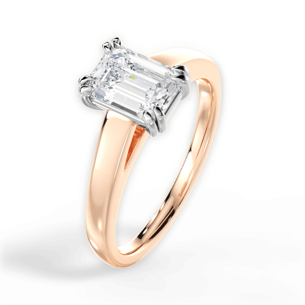 Anna Emerald Cut Lab Grown Diamond 18Kt Rose Gold Engagement Ring - View 3