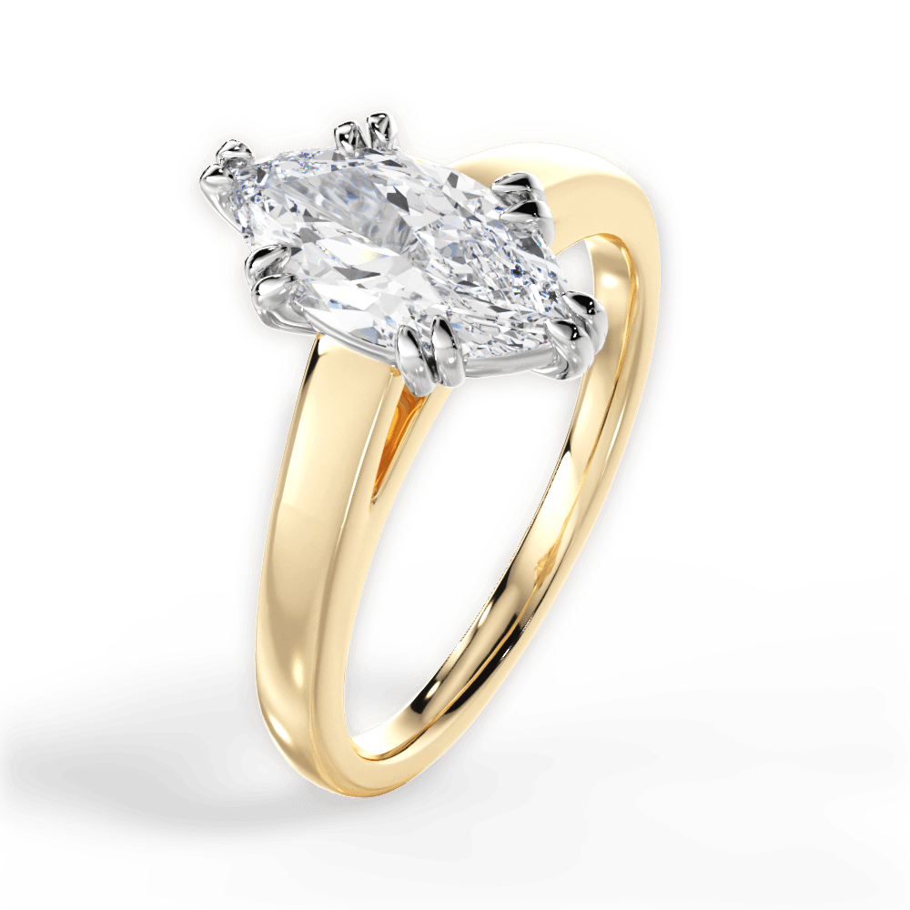 Anna Marquise Cut Lab Grown Diamond 18Kt Yellow Gold Engagement Ring - View 3