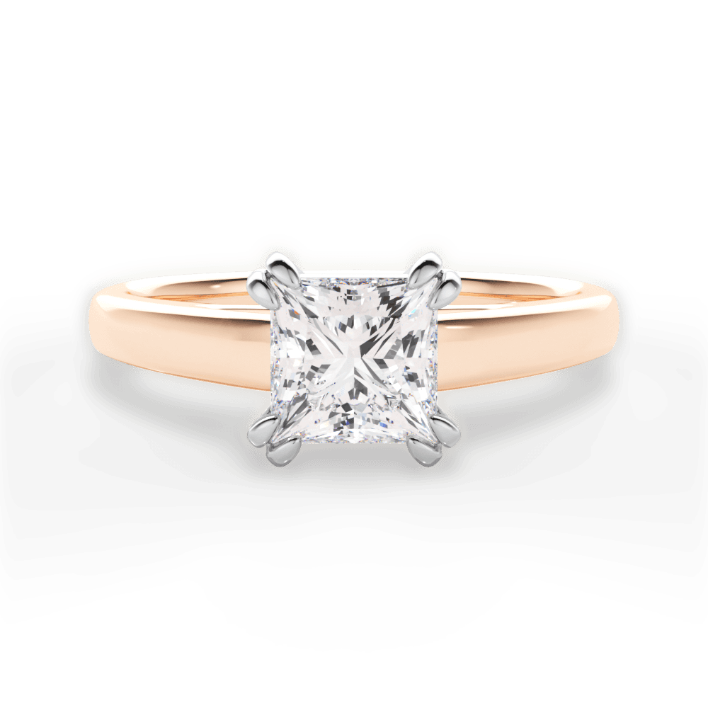 Anna Princess Cut Lab Grown Diamond 18Kt Rose Gold Engagement Ring