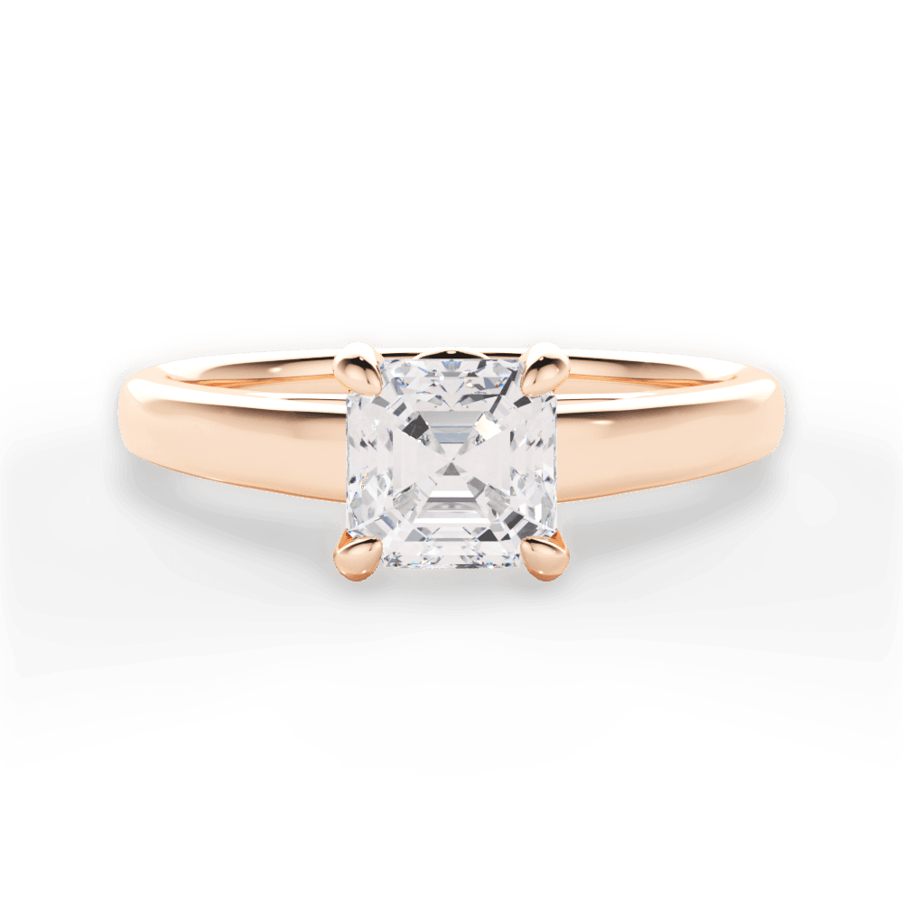 Cheryl Asscher Cut Lab Grown Diamond 18Kt Rose Gold Engagement Ring