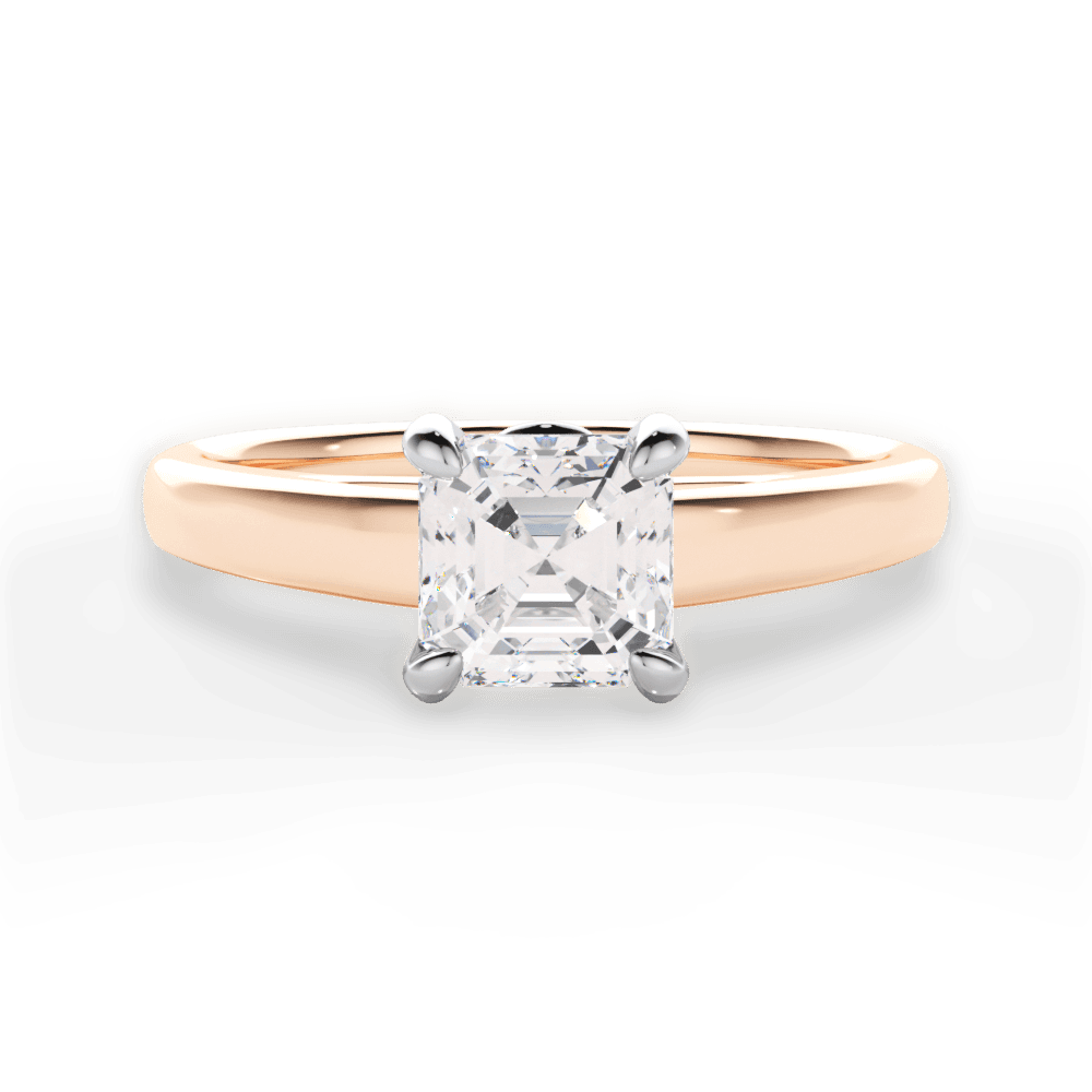 Bethany Asscher Cut Lab Grown Diamond 18Kt Rose Gold Engagement Ring