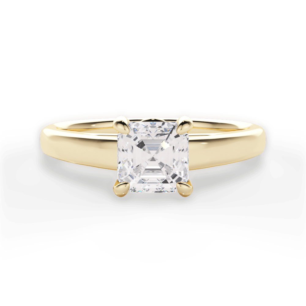 Cheryl Asscher Cut Lab Grown Diamond 18Kt Yellow Gold Engagement Ring