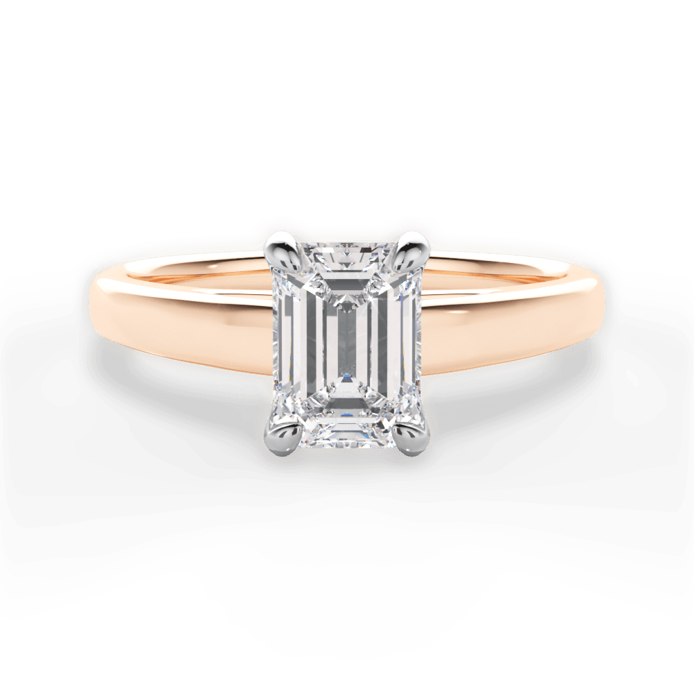 Bethany Emerald Cut Lab Grown Diamond 18Kt Rose Gold Engagement Ring