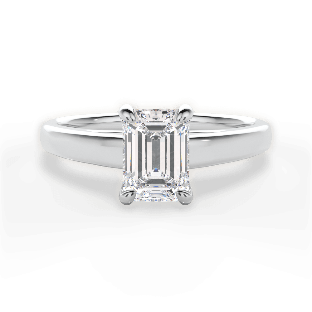 Bethany Emerald Cut Lab Grown Diamond 14Kt White Gold Engagement Ring