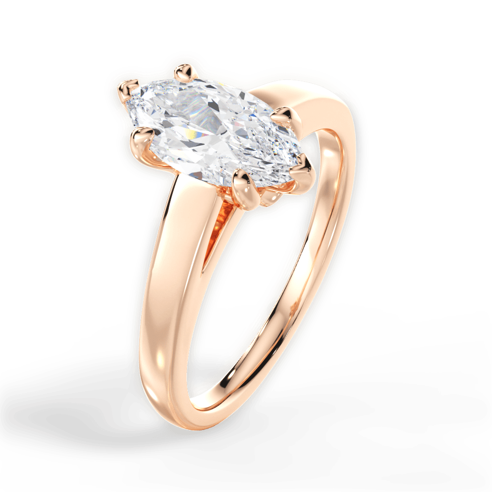 Cheryl Marquise Cut Lab Grown Diamond 18Kt Rose Gold Engagement Ring - View 3
