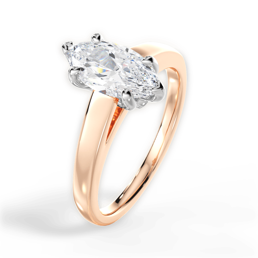 Bethany Marquise Cut Lab Grown Diamond 18Kt Rose Gold Engagement Ring - View 2