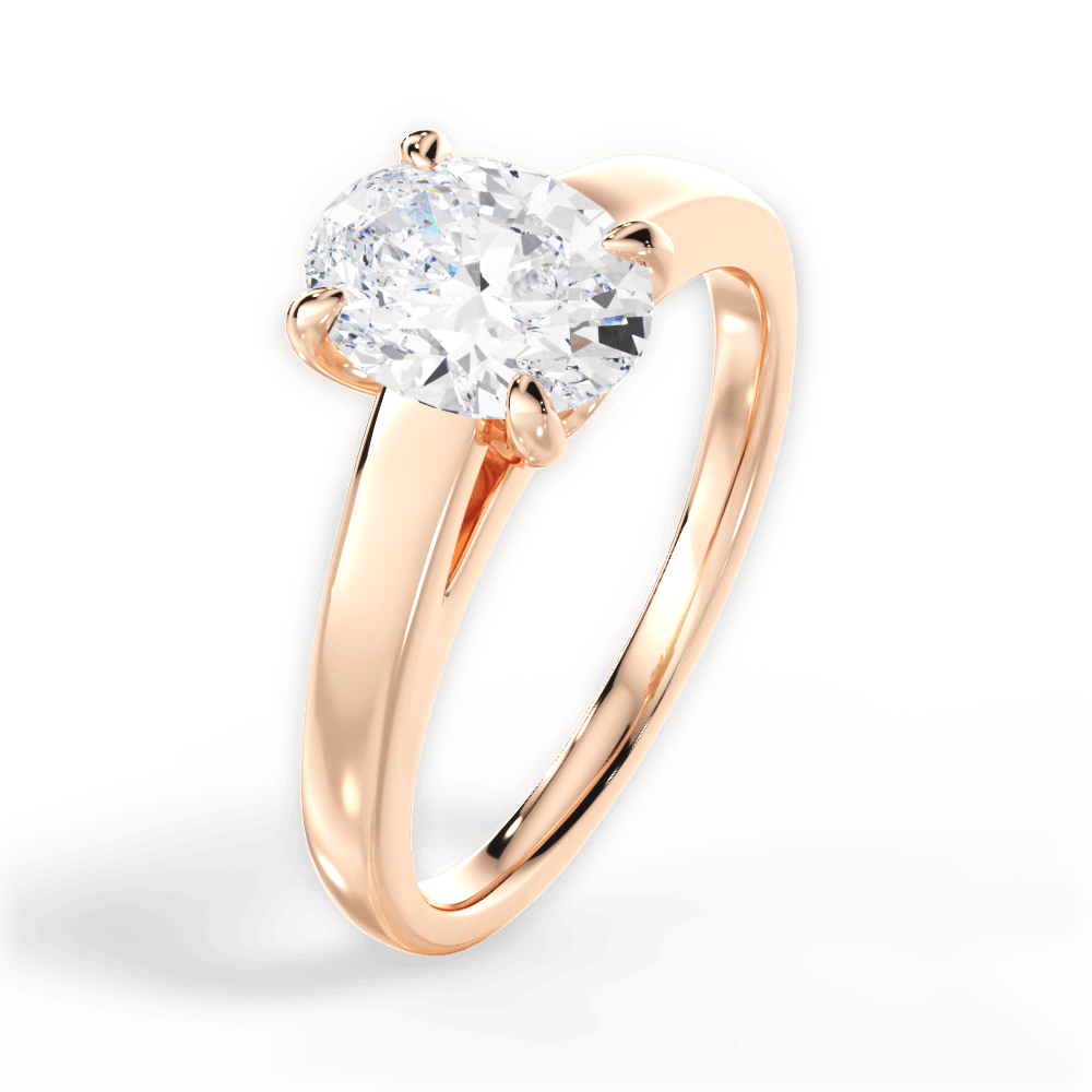 Cheryl Oval Cut Lab Grown Diamond 18Kt Rose Gold Engagement Ring - View 3