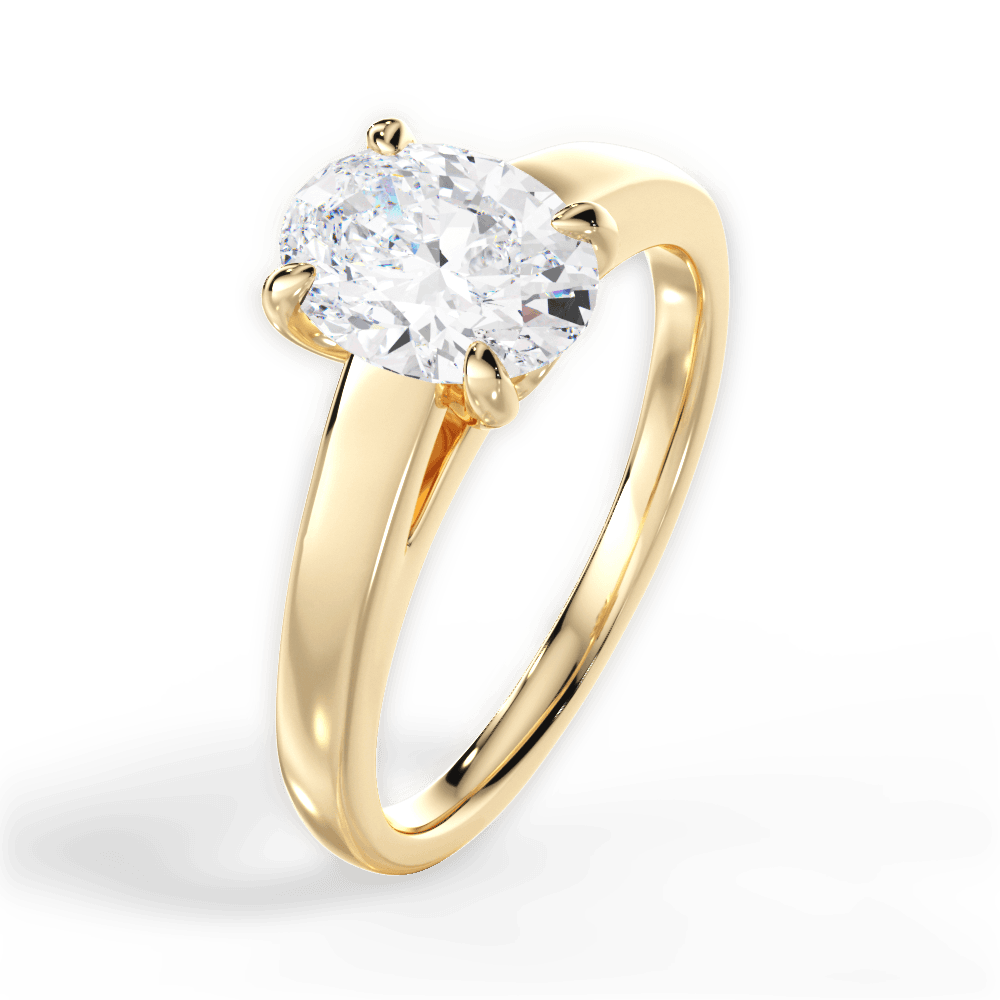 Cheryl Oval Cut Lab Grown Diamond 18Kt Yellow Gold Engagement Ring - View 4
