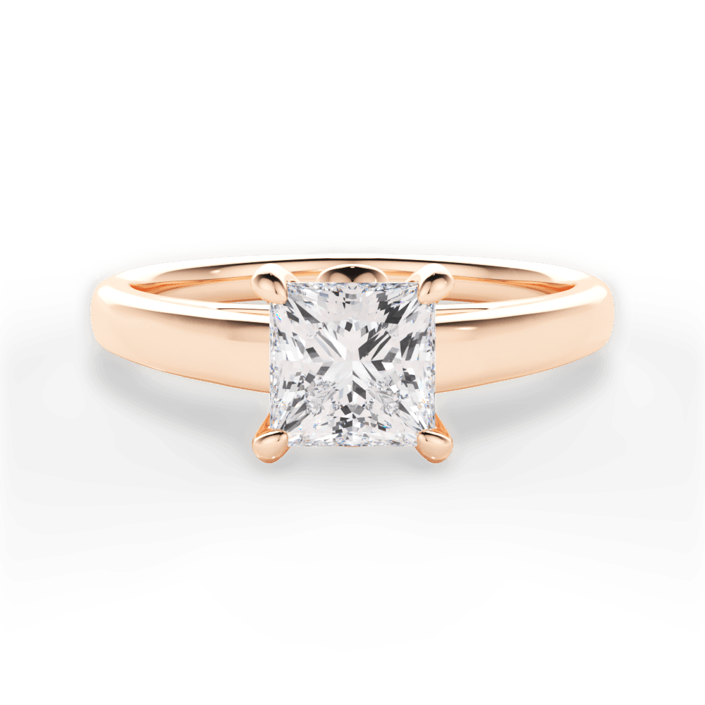Cheryl Princess Cut Lab Grown Diamond 18Kt Rose Gold Engagement Ring
